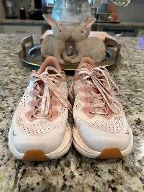 Hoka One One Women's Pale Pink and White Running Shoes